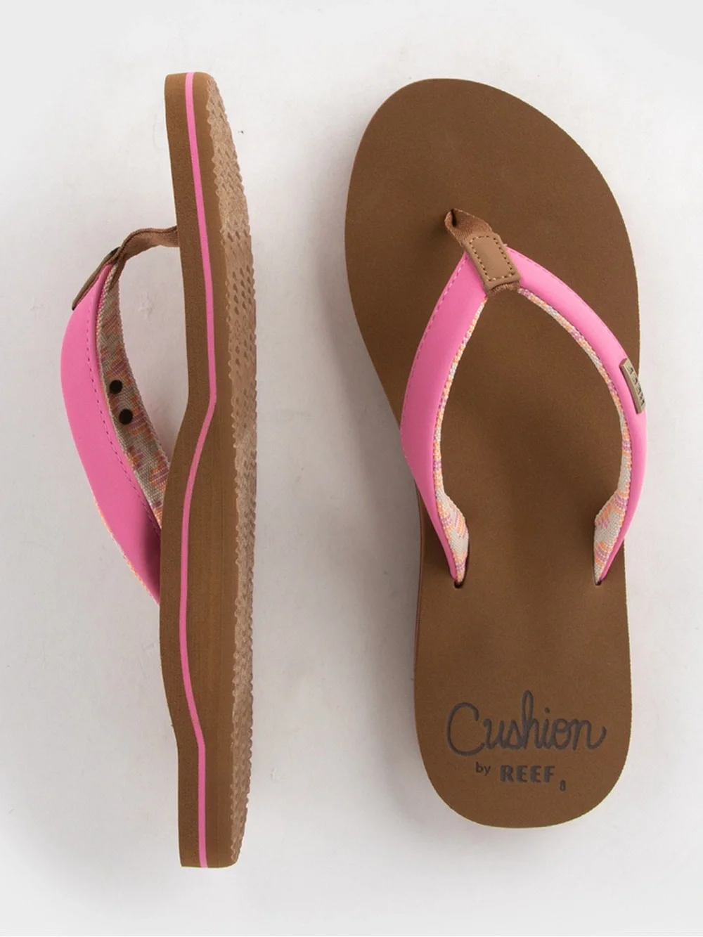 Reef Women's Pink and Brown Cushion Flip Flops